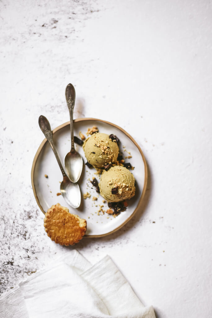 Glace pistache et chocolat noir